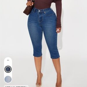 Fashion Nova Dark Blue Cropped Jeans